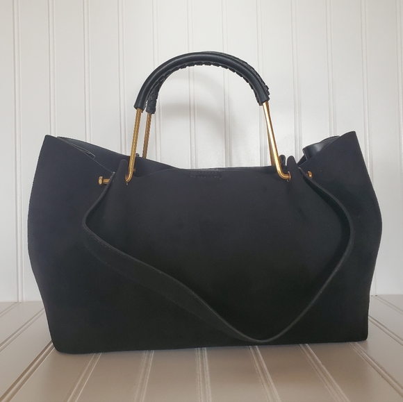House of Harlow 1960 Black Suede Luxe Satchel NWT - Picture 2 of 9